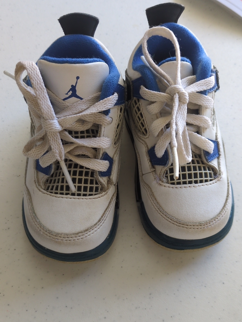 Jordan Kids White and Blue Basketball Sneakers